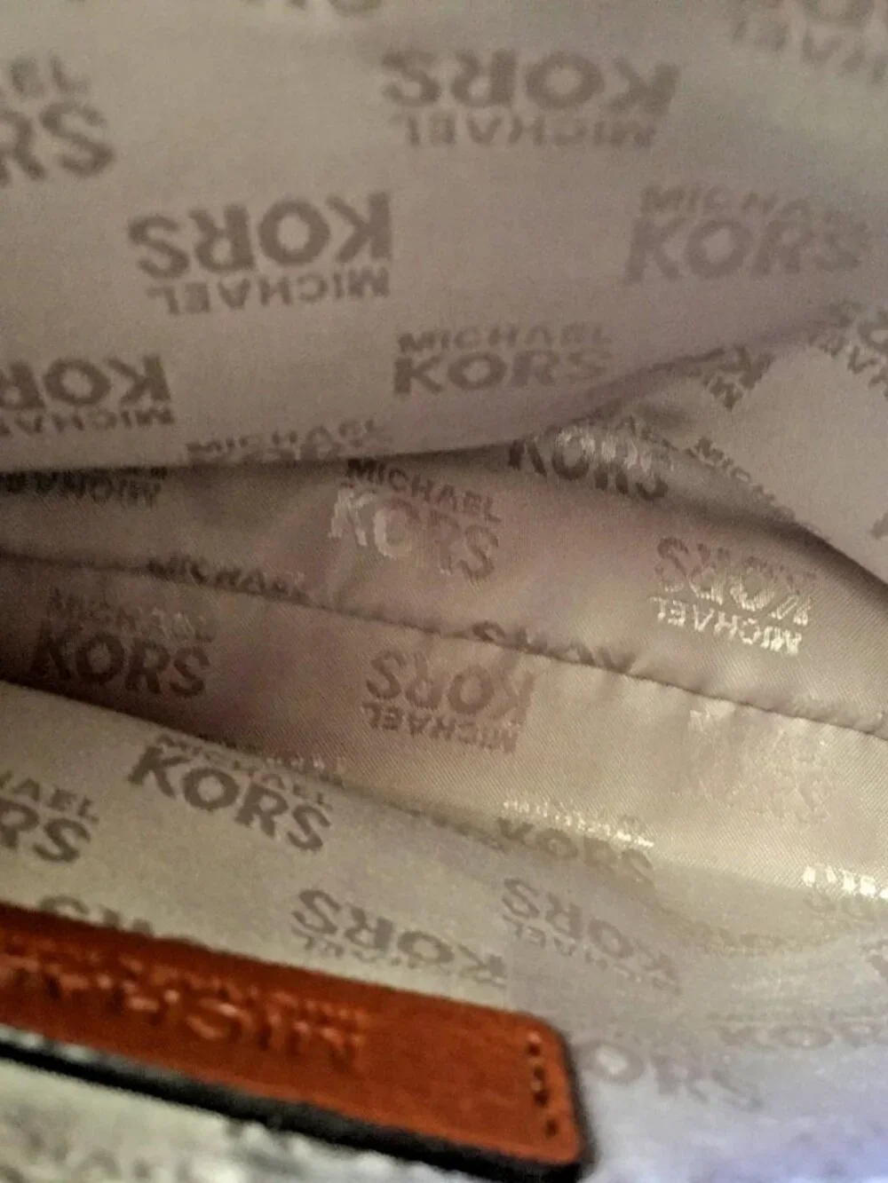 Michael Kors Jet Set Leather Wristlet Clutch Logo Brown Pvc/Dark Acorn & Gold
